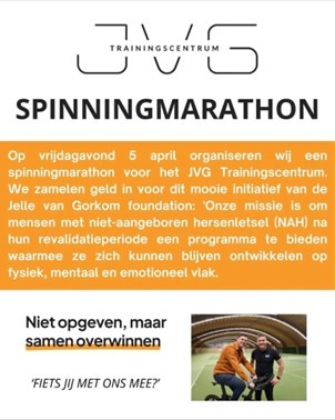 Spinningmarathon voor JvG Trainingscentrum op 5 april 2024 in Lichtenvoorde