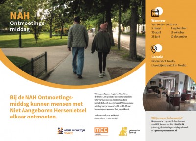 30 april 2026 is de volgende NAH Ontmoetingsmiddag voor mensen met NAH in Twello
