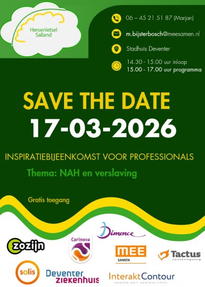 Inspiratie! Bijeenkomst voor professionals over ‘NAH en verslaving’ in Deventer op 17 maart 2026
