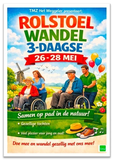 Wandel mee tijdens de Wandel3Daagse bij TMZ Het Weggeler in Almelo,  26 – 28 mei 2026
